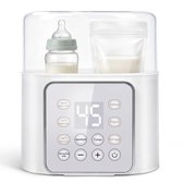 Babyflessenwarmer 220V - Flessenwarmer voor 2 Babyflessen - Melkverwarmer met Temperatuurregeling - Elektrische Flessenwarmer voor Moedermelk en Babyvoeding - Voedingsgeschikt PP - Wit
