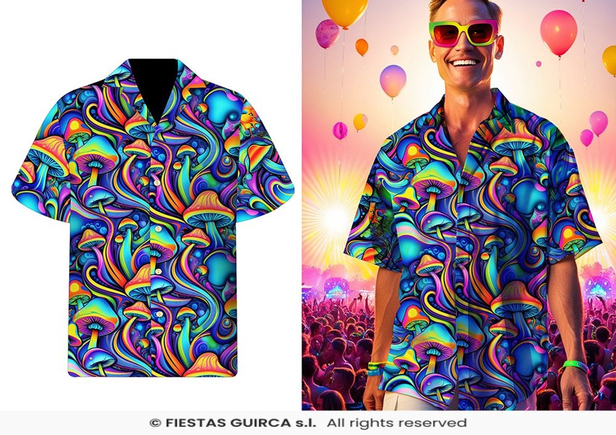 Blouse Psychedelisch Magic Mushrooms Heren - Maat L