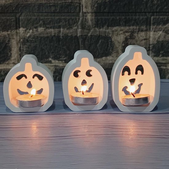 4 stuks siliconen gietvormen, pompoen, 3D-pompoen, siliconen vorm, Halloween gietvorm, kaarsenhouder, pompoen met gipsvormen voor gieten, gietvormen, siliconen pompoen, siliconen vorm, theelichthouder — afbeelding 4