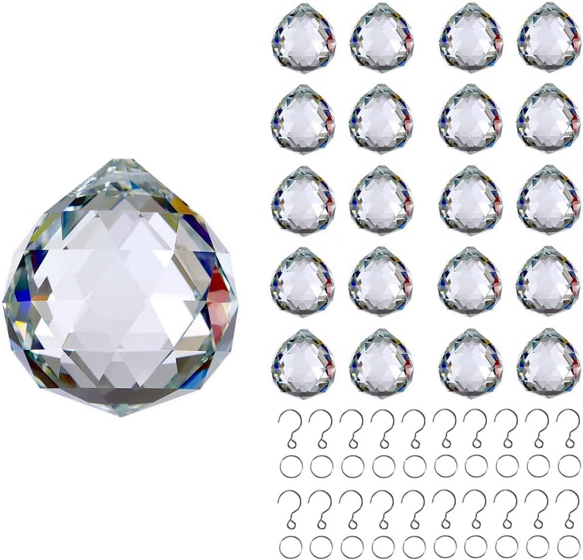 20 stks Crystal Ball Prism Suncatcher, 30mm Opknoping Kristallen Hanger voor Window Decoratie Clear