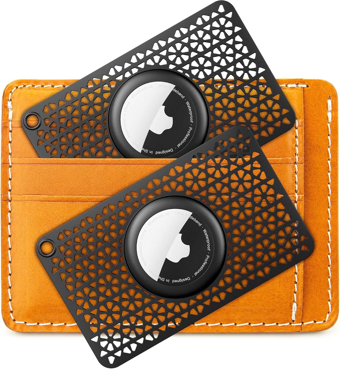 2 stuks voor Airtag-kaarthouder voor portemonnee, handtas, rugzakportemonnee, koppeling, slanke voor Airtag-houder, 0,3 cm dikte (zwart)