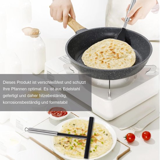 Pannenkoekenverdeler en spatel, 2 stuks deegverdeler voor pannenkoeken, roestvrij staal, pannenkoeken of crêpedeeg, thuis, keuken, koken, bakgereedschap — afbeelding 4