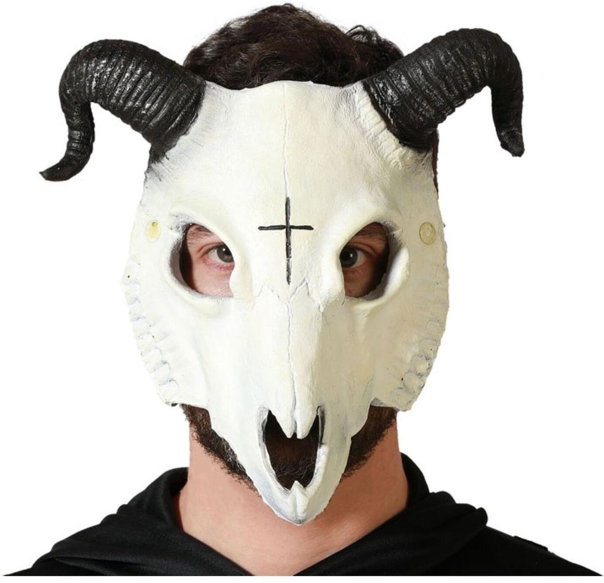 Atosa Halloween verkleedmasker - geiten schedel met hoorns- volwassenen - kunststof - dieren - scary feestmasker