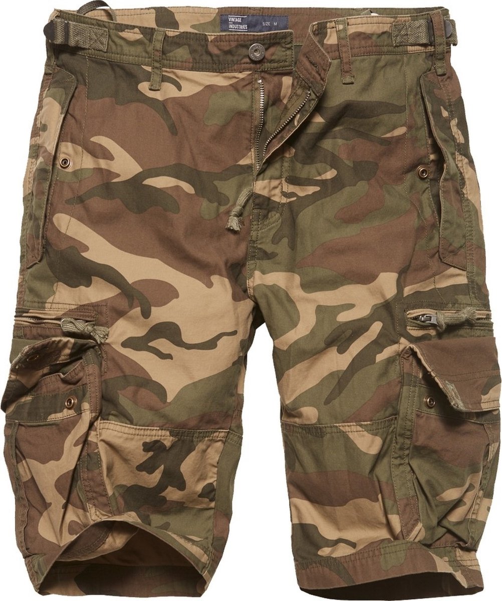 Vintage Industries Cargoshorts Gandor Shorts Woodland Camo Aop