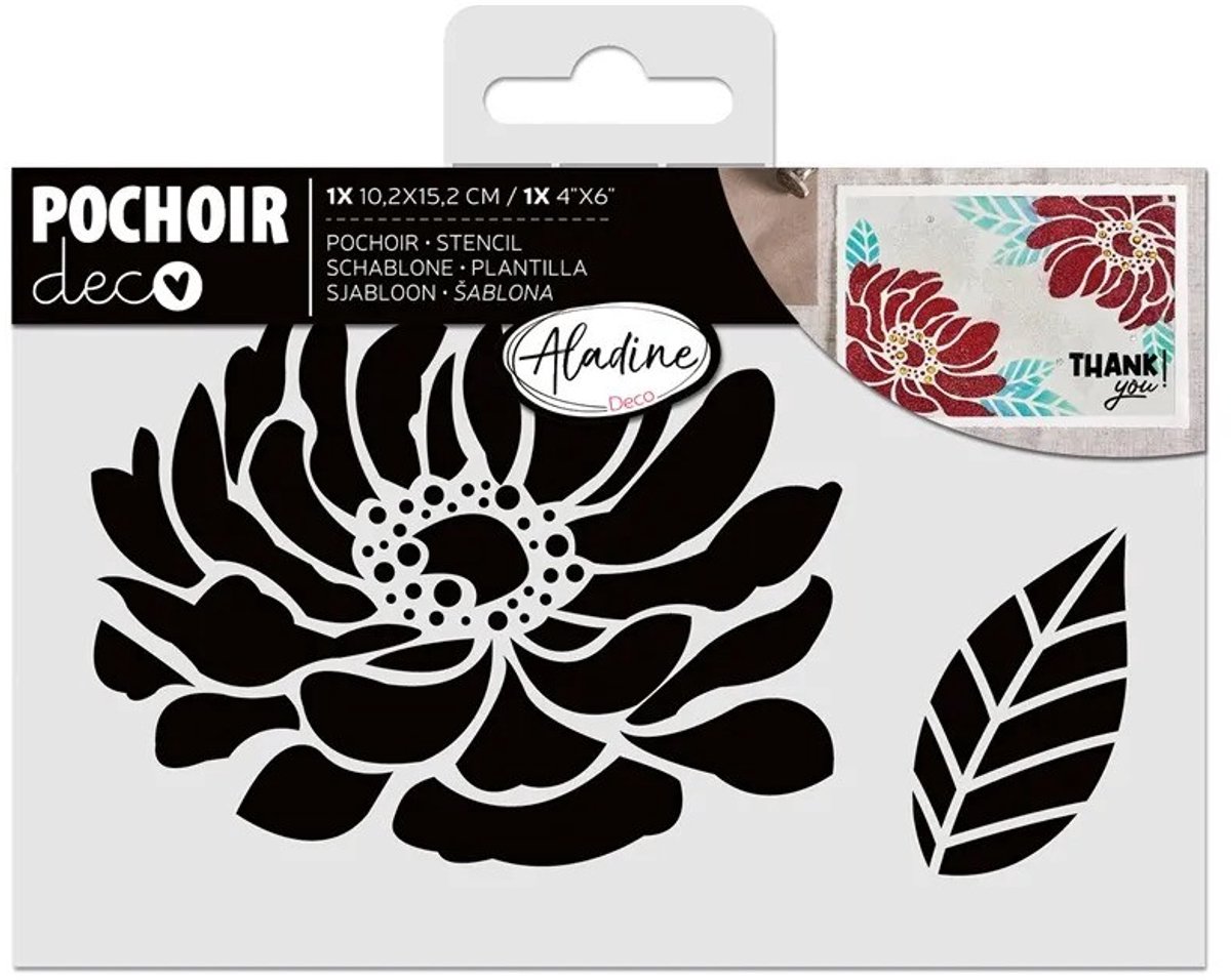 Aladine sjabloon bloemen stencil 10x15 cm multicolor pioen.