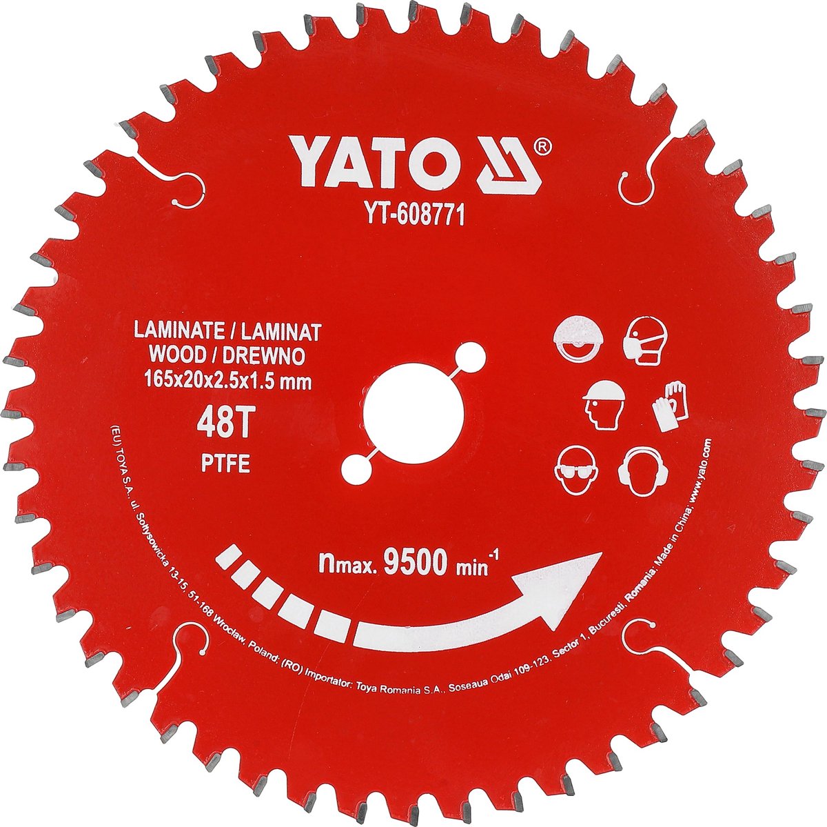 YATO TCT Cirkelzaagblad voor Laminaat & Hout - Met PTFE Anti-Kleefcoating - TCG Hardmetalen Tanden