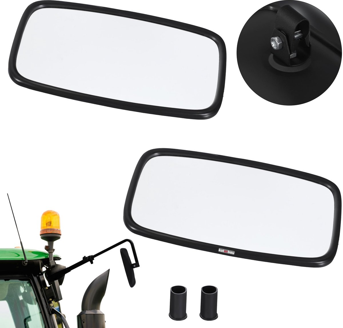 KOTARBAU® Tractor Spiegel - Buitenspiegel Tractor 28,5 x 15,5 cm 2 st. Spiegel Tractor - Buitenspiegel voor Tractor - Links/Rechts - Tractorspiegel met Houder voor ⌀ Spiegelarm 15-18 mm - PVC