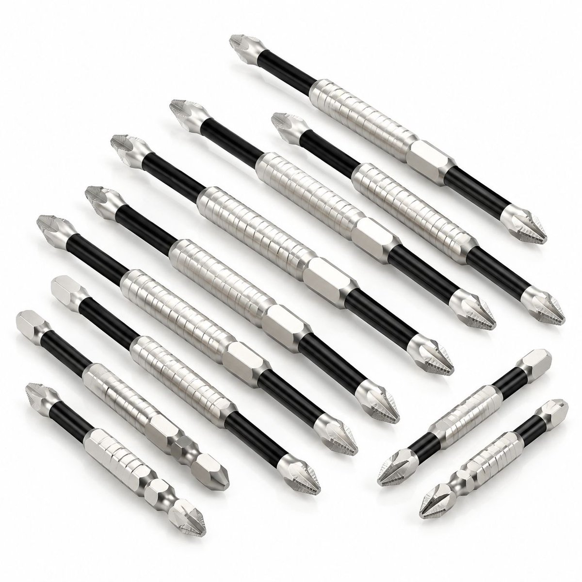 VHV - Magnetic screwdriver boorset - 12 stuks - K5 antislip bitset - Ph2 magnetische schroefbits - Ergonomisch en antislip - Duurzaam - RVS - thuis