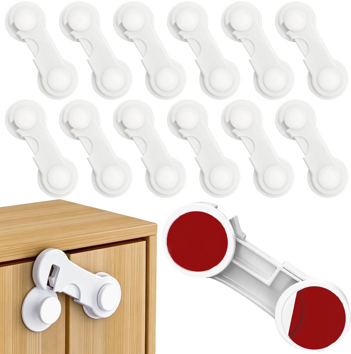 Kinderbeveiliging kast 12 stuks - witte kinderbeveiliging - sterke lijm - zonder boren voor kast en laden - ShopVlot