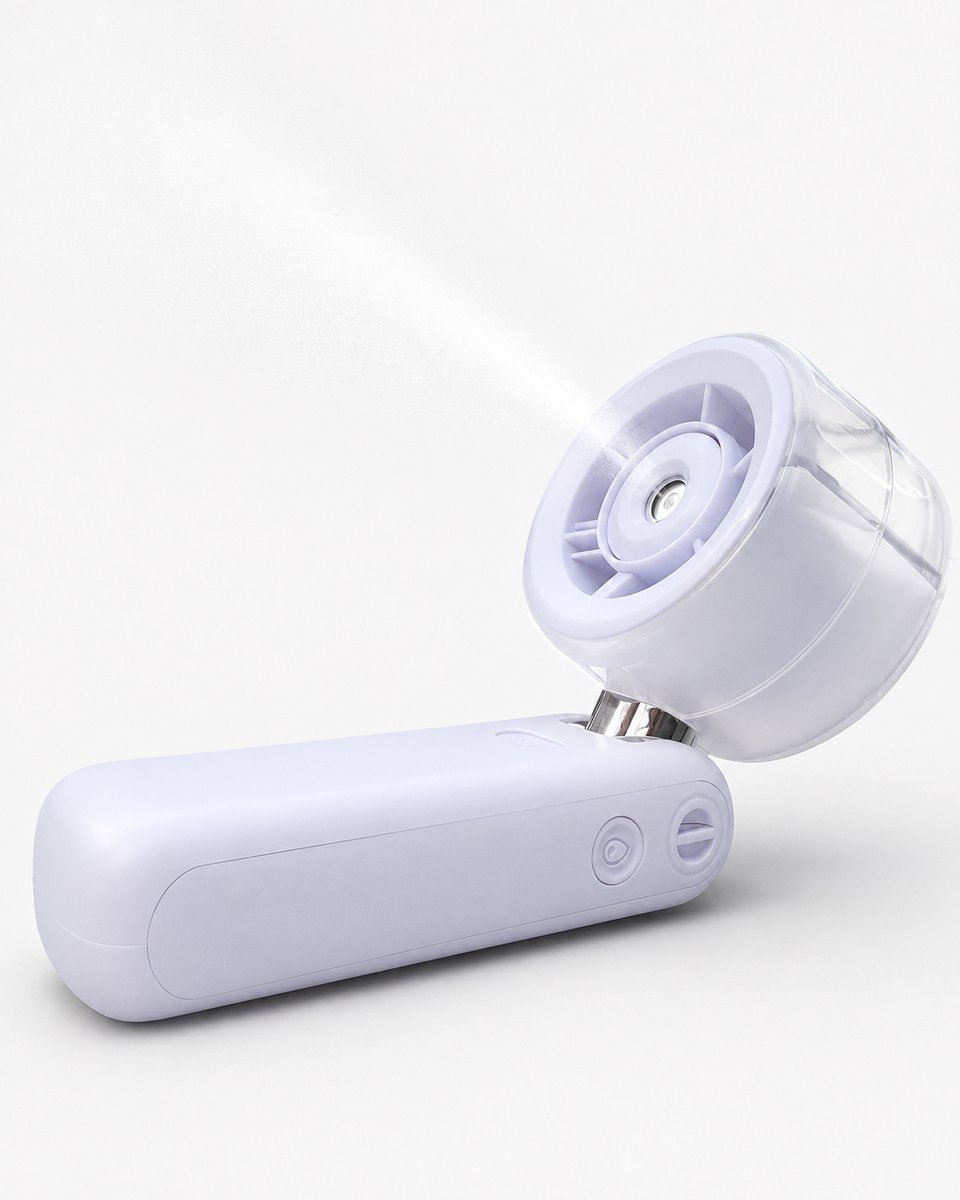 Handventilator Hawaa FoldSpray – Draagbare Ventilator met Watervernevelaar – 3600 mAh – 5 Snelheden – Opvouwbaar – USB Oplaadbaar – Wit