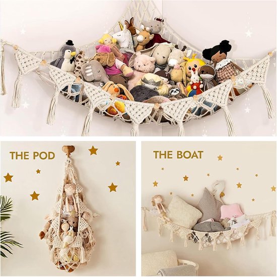 Cuddle Storage Macrame Cuddle Storage Stuffed Toys for Kids Room Bedroom (White) - ShopVlot — afbeelding 4