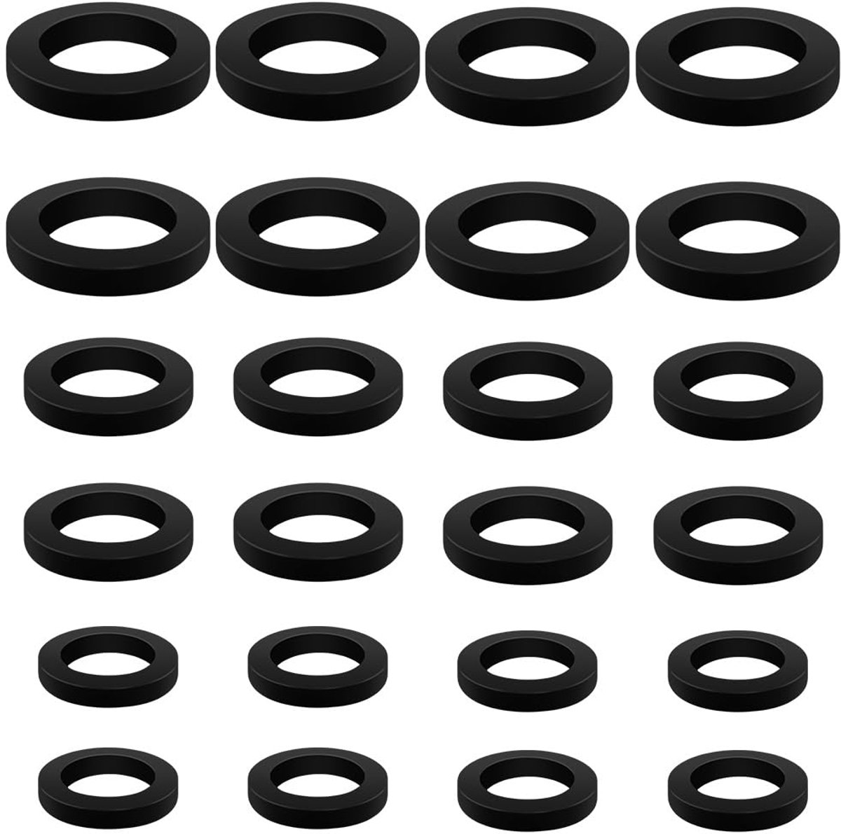 24 Rubber Rings for Hose, Sealing Ring, Water Tap, O-Ring, Rubber Washer for Shower Hose, Three Different Sizes, Black - ShopVlot