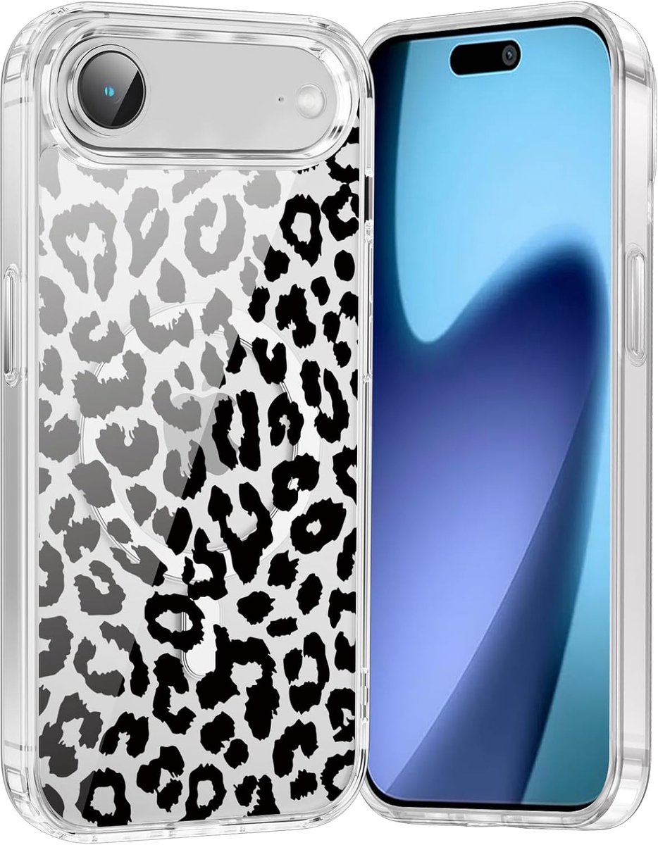 Saqmkil Magnetic Case for 4 4", MagSafe Girl Transparent Case with Aesthetic Leopard Pattern, Soft Silicone TPU Slim - ShopVlot