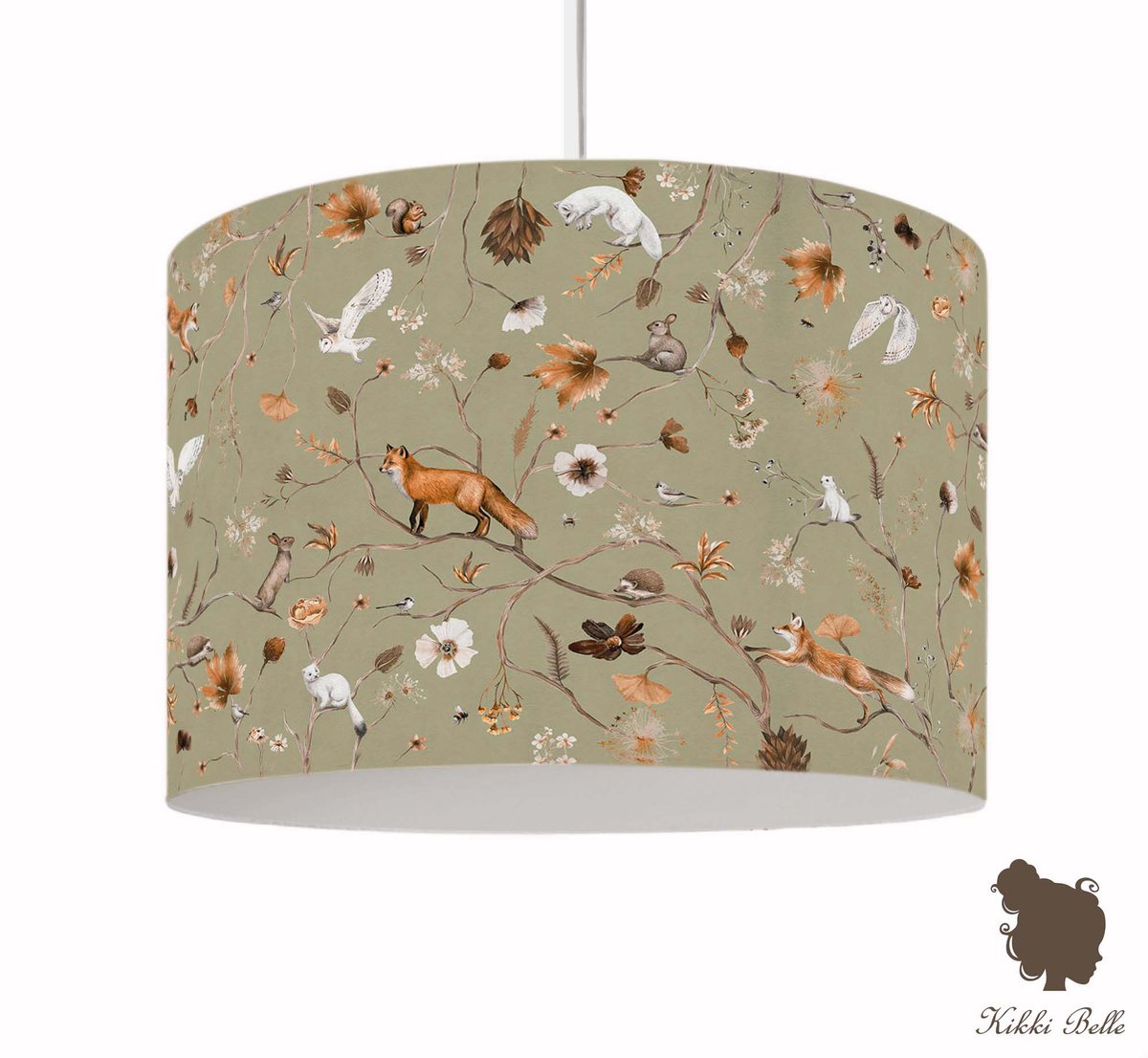 Hanglamp Playful Forest Green Kikki Belle-verlichting-kinderkamer-bosdieren-incl pendelsnoer-E27