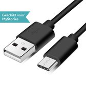 Zwarte MyStories oplaadkabel met USB-A en USB-C aansluiting. Geschikt voor MyStories.