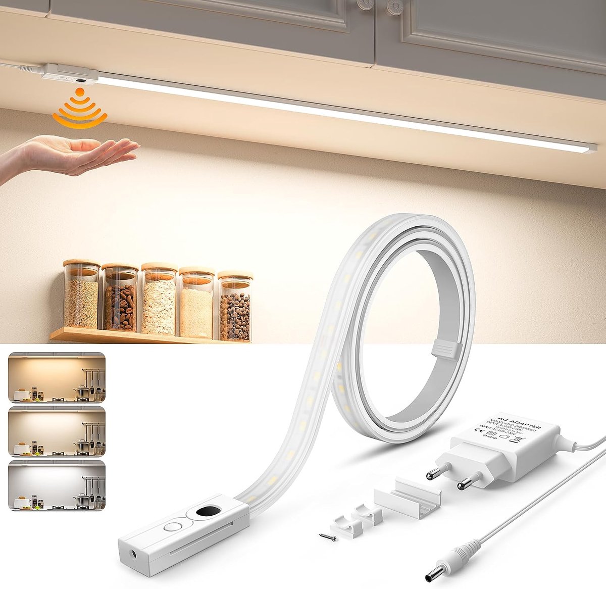 Lureshine Undermount Light Kitchen Dimmable 90 cm LED Strip Self-Adhesive Flexible Silicone Strip 24V Power Supply 3 - ShopVlot