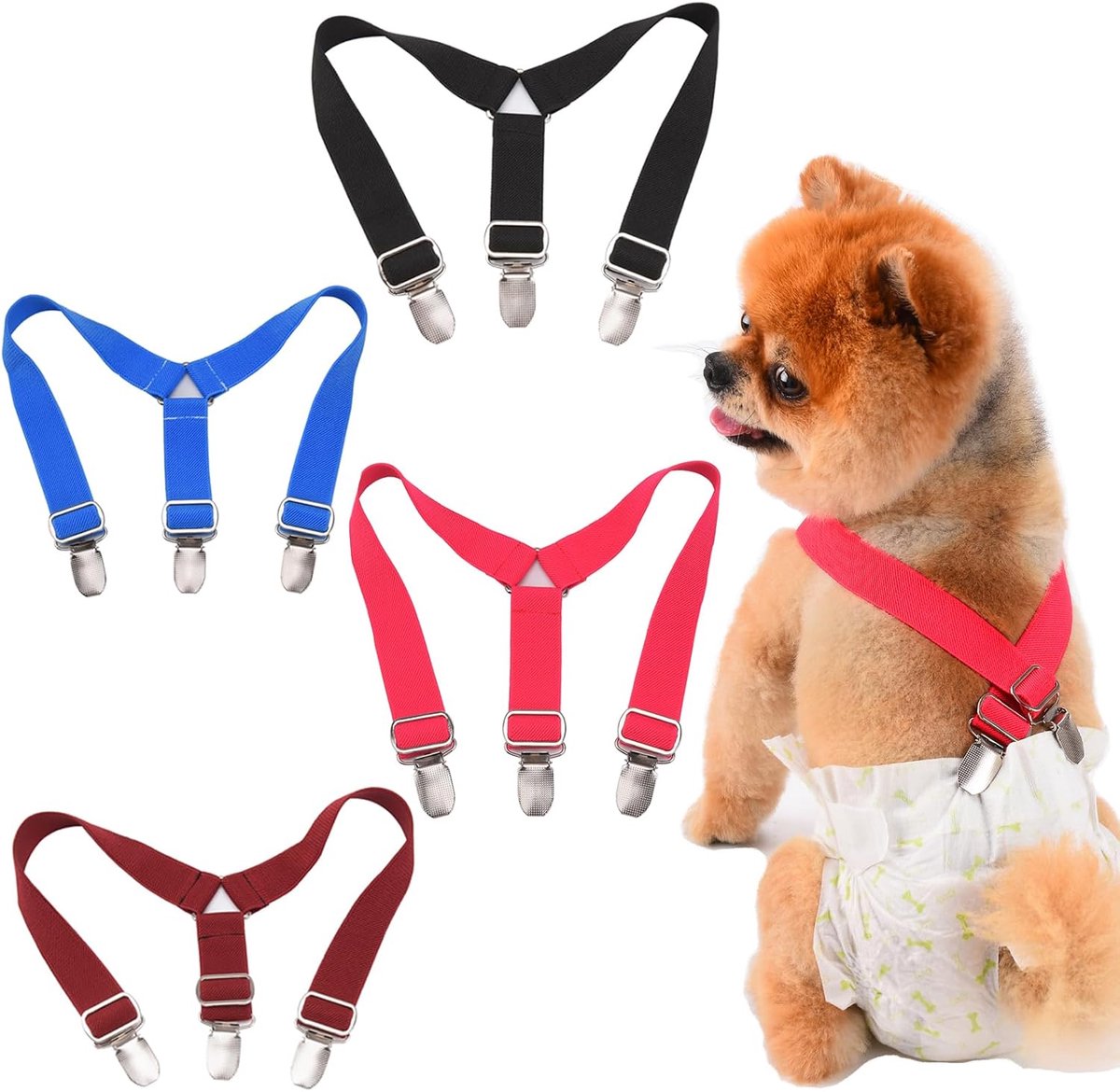 Luiers bretels, buikbanden, hondenharnas houden luier aan je hond voor kleine, middelgrote en grote honden (zwart & rood en blauw, L)