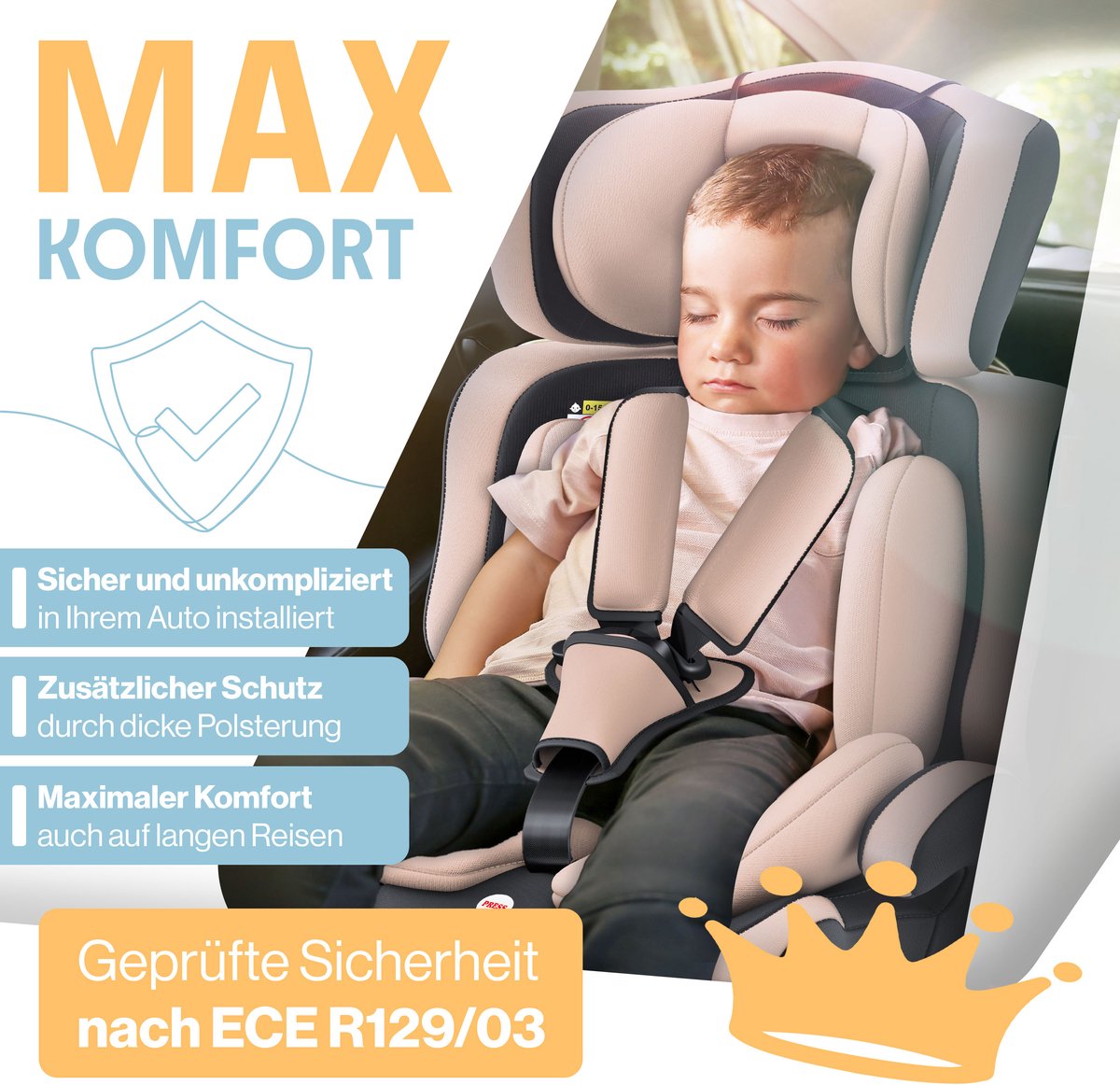 KIDIZ® Autostoeltje | Groep 1+2+3 | 9-36 kg 5-punts veiligheidsgordel, Autostoeltje, Kinderzitje, Verstelbare Hoofdsteun | Stoelverhoger 1-12 jaar, Stabiel en Veilig – foto 8