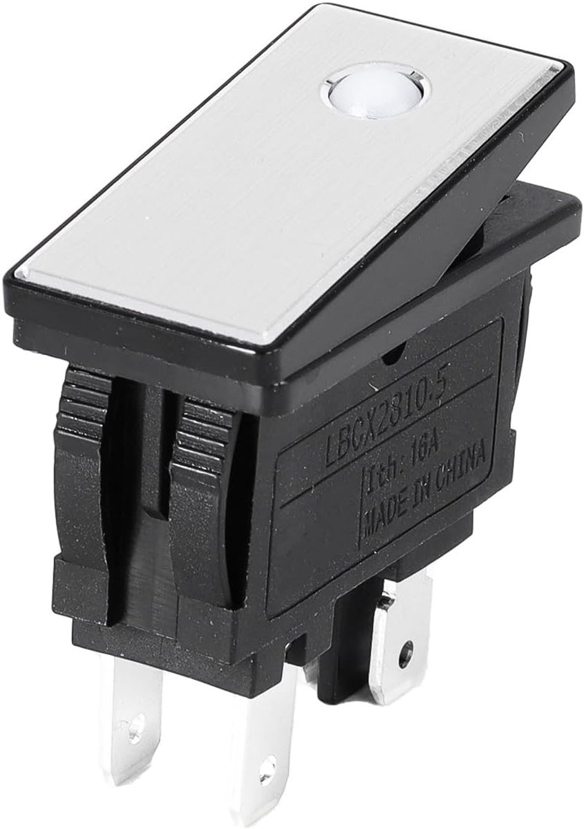 2PCS KCD3 DPST Boot Tuimelschakelaar Metalen Paneel Boot Tuimelschakelaar, Aan/Uit 4-Pin 2-Positie Snap DC 5V-24V Ith:16A (Zilver)