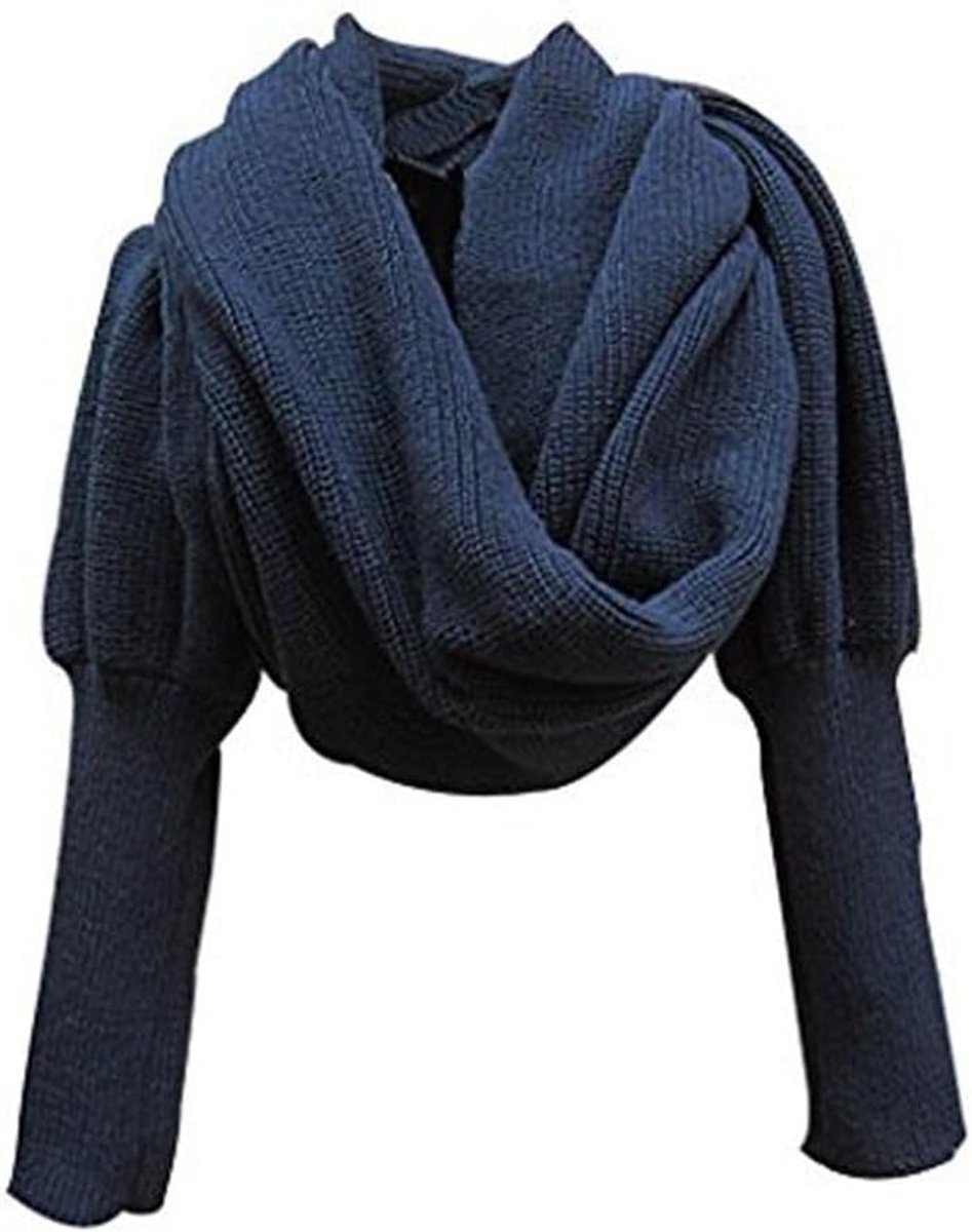 Unisex warm gehaakt gebreide wikkelsjaal cape met mouwen 220 cm x 40 cm winter warm gebreide sjaals mode wintersjaal warm gebreide sjaals gebreide sjaals cape voor dames