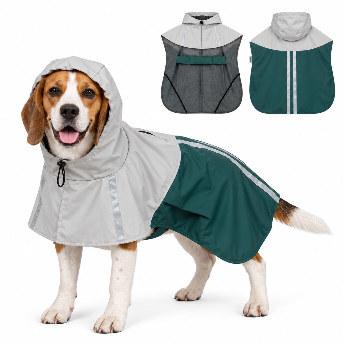 Sello! hondenjas – regenjas hond – regenmatel – waterdicht – mesh voering – reflecterende strepen – ruglengte 58cm