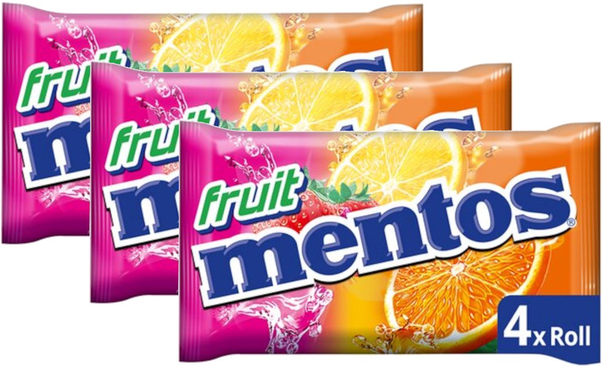Mentos Fruit - Multipack - Snoep - 3x (4 Rollen - 150g (4x37,5g))