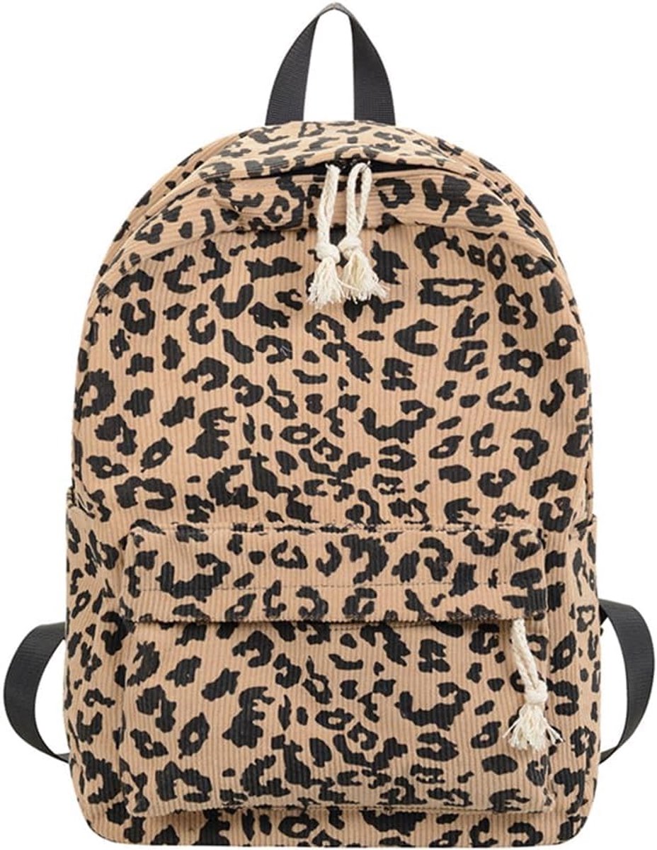 Rugzak met luipaardprint, luipaardprint schoolrugzak, schooltas, jongens, studenten, boekentas, stijlvolle schooltas, gepersonaliseerde reisschoudertas (khaki)