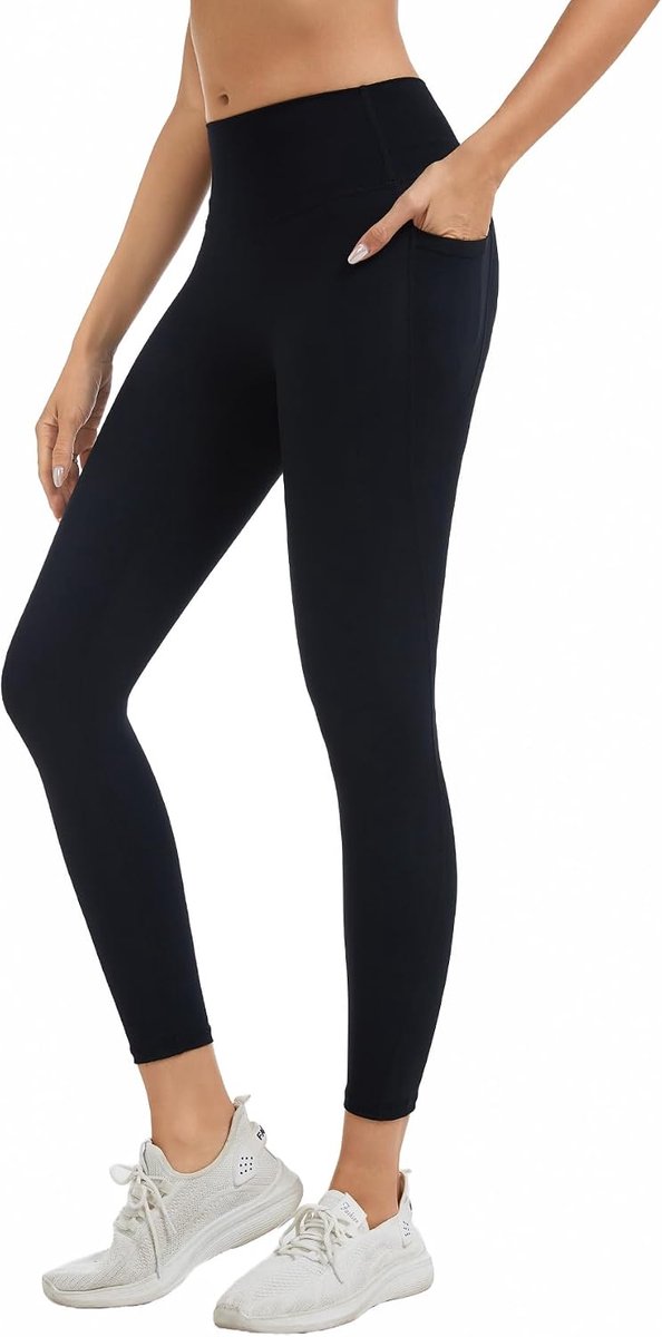 Leggings Dames, Invisible Scrunch Leggings met zakken, 7/8 Push Up Sportleggings Dames Lang, Opaque Leggings met Hoge Taille voor Gym en Yoga