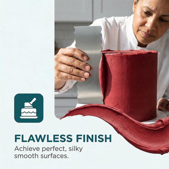 3-delige roestvrijstalen taartschraperset, professionele taartdecoratiegereedschap, 22 cm botercrème gladder en chocoladeschraper voor beginners en bakkers — afbeelding 3