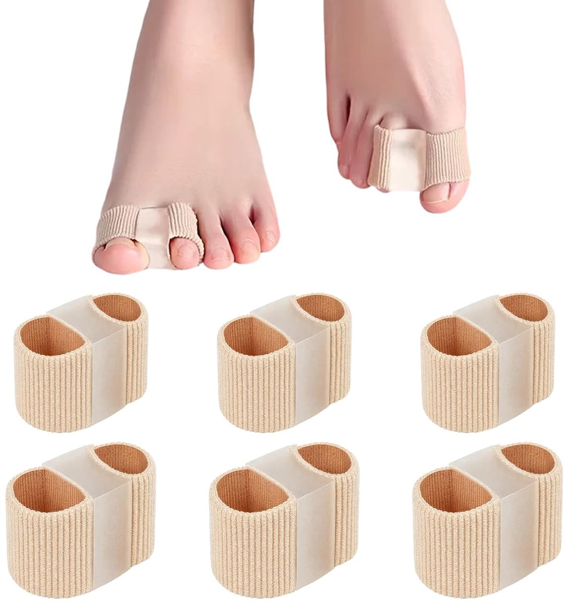 Lot de 6 séparateurs d'orteils en gel - Correction de l'hallux valgus - Séparateurs d'orteils - Séparateurs d'orteils en silicone - Pour homme et femme - Correcteur confortable d'hallux valgus
