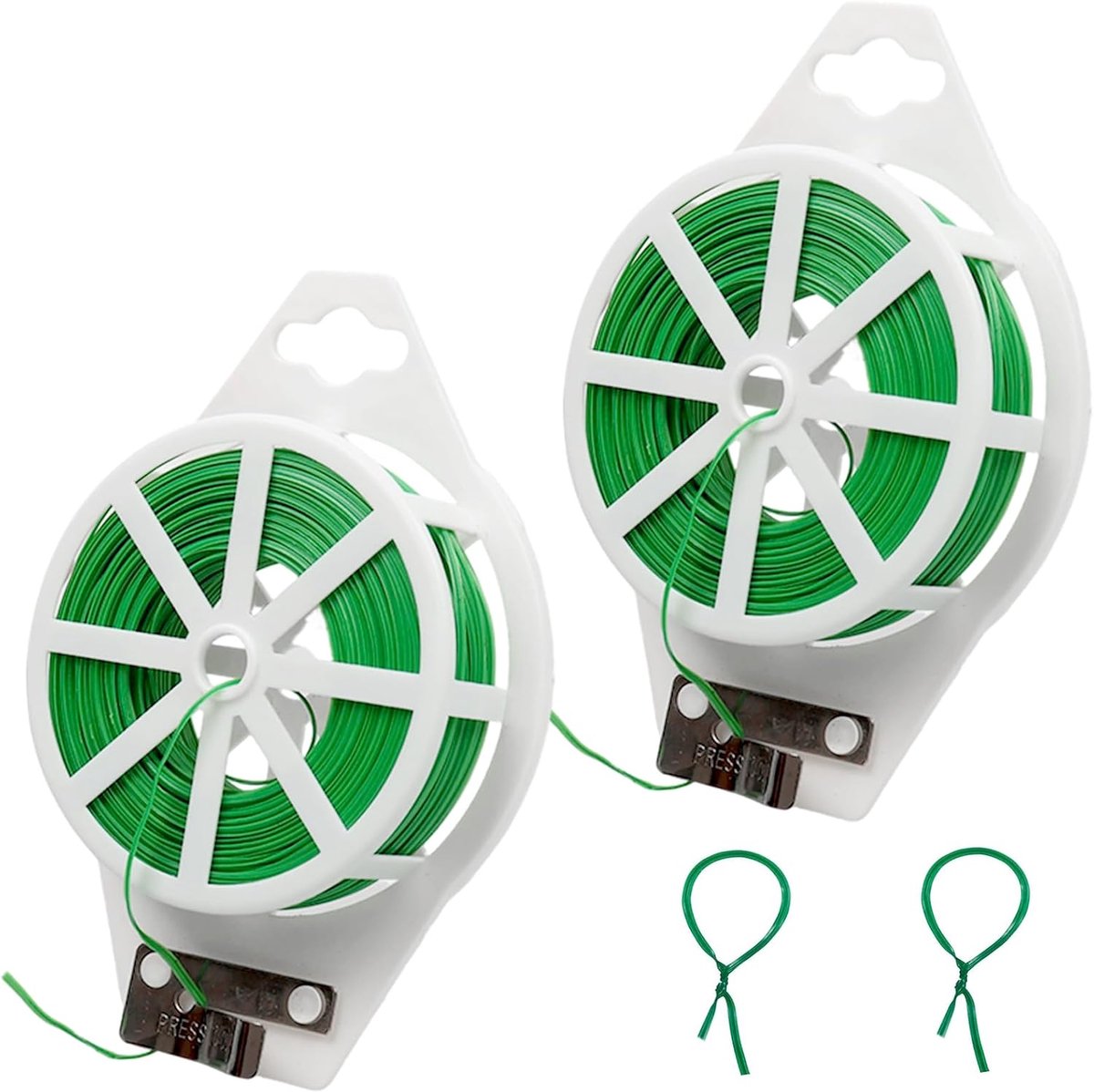 2 rollen 100 m plantendraad, binddraad, Garden Twistee Tie met dispenser en cutter, binddraad, dunne bloemendraad, groene ommanteling voor de tuin, plantendraad, klimhulp voor het