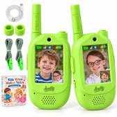 Aventry® Talkie-walkie pour enfants - Vert - Talkie-walkie vidéo avec caméra - Portatif - Rechargeable - Options de transport pratiques - Ensemble de 2 talkies-walkies - Prêt à l'emploi - Vert & vert