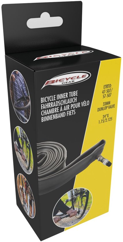 Bicycle Gear fietsbinnenband met ETRTO 47-507/57-507, 33mm Dunlop ventiel en afmeting 24" x 1.75/2.125.