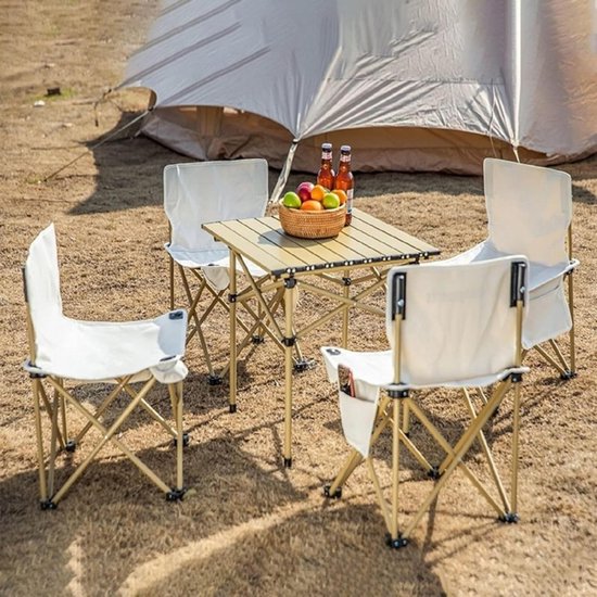 Kenz® - Visstoel - Beige - tot 130 kg - met Zijvak - Inklapbaar - Campingstoel - Vissen - Vissersstoeltje - Kampeerstoel — afbeelding 4