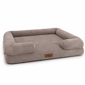 Panier orthopédique pour chien By Cee Cee - Coussin orthopédique pour chien - Lit pour chien - Tissu côtelé - Pour Chiens de taille moyenne - Taupe moka - 108 x 81 cm - Emma