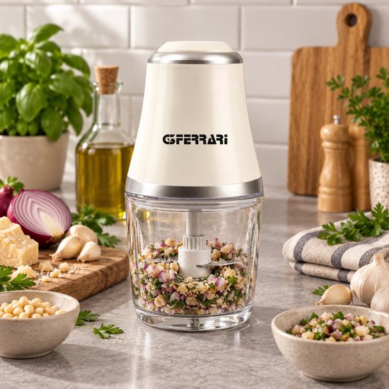G3 Ferrari Vetromix – Hakmolen 500W – 500ml Glazen Kom – 2 Snelheden – RVS Messen – Veiligheidssysteem – Compacte Elektrische Chopper — afbeelding 4