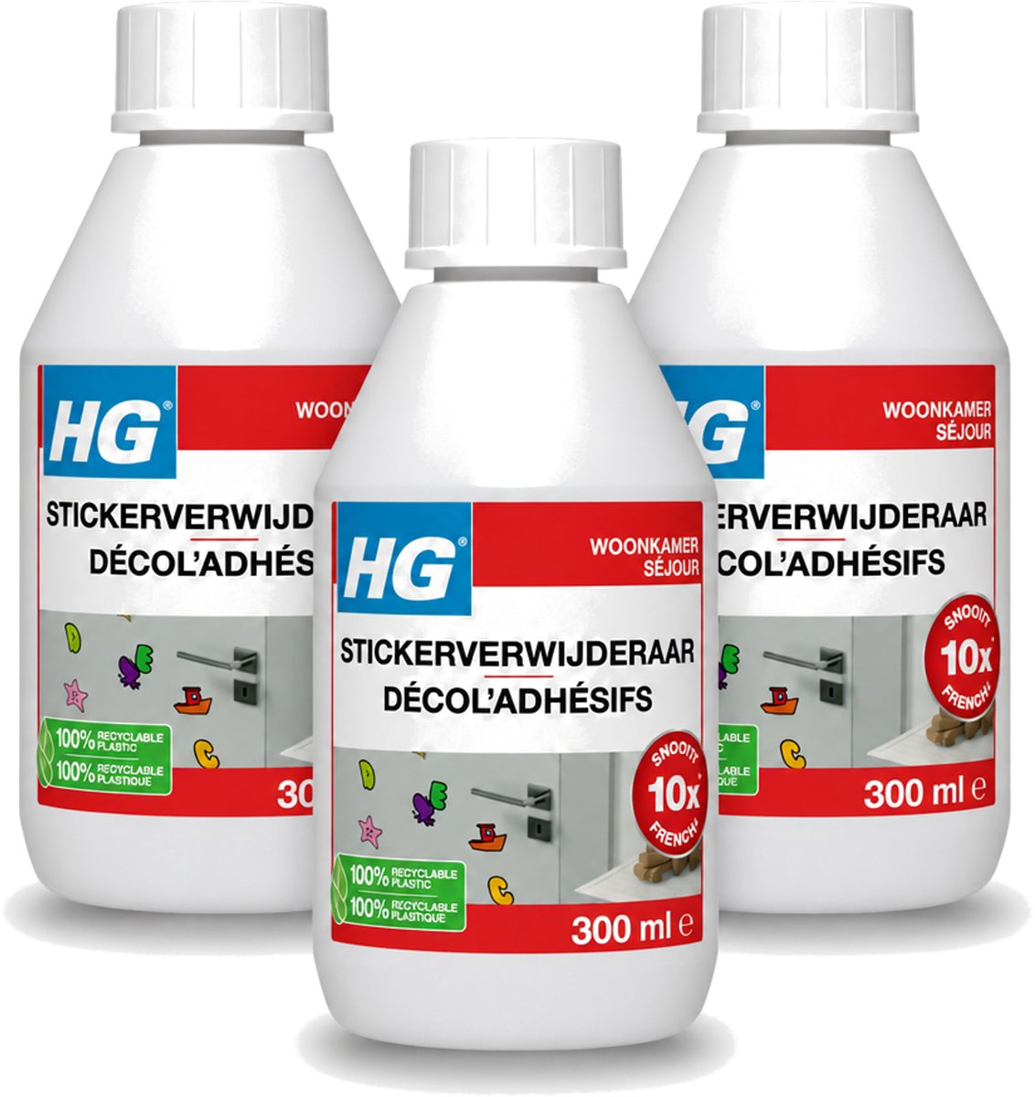 3 x HG - Stickerverwijderaar - Meest Effectief - Verwijdert Eenvoudig - 300 ml - Bulkverpakking - 3 stuks