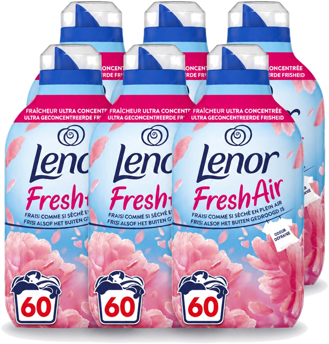 6 x Lenor – Wasverzachter – Bloesem – 60 Wasbeurten – 840 ml - Voordeelverpakking - 6 stuks