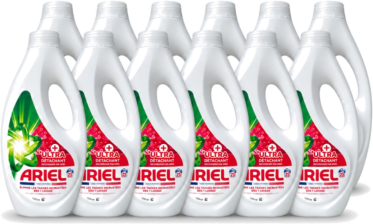 12 x Ariel – Vloeibaar Wasmiddel – Ultra Vlekverwijderaar – 1125 ml – 25 wasbeurten - Voordeelverpakking - 12 stuks