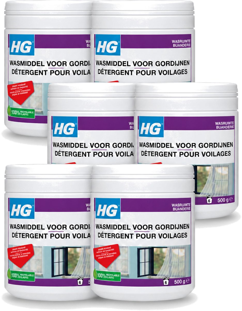6 x HG - Wasruimte - Wasmiddel Voor Gordijnen - 500 g - Voordeelverpakking - 6 stuks