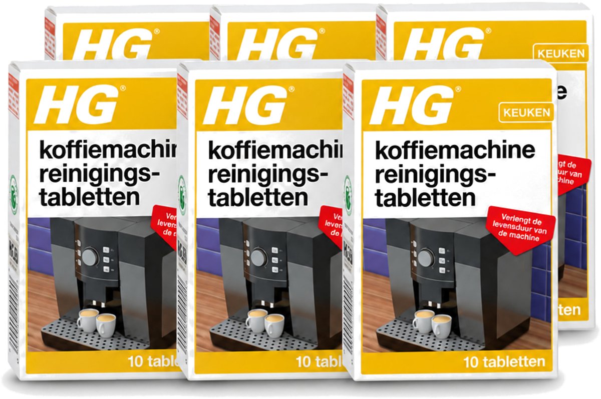 6 x HG - Koffiemachine Reinigingstabletten - Verlengt Levensduur Machine - 10 Tabletten - Voordeelverpakking - 6 stuks