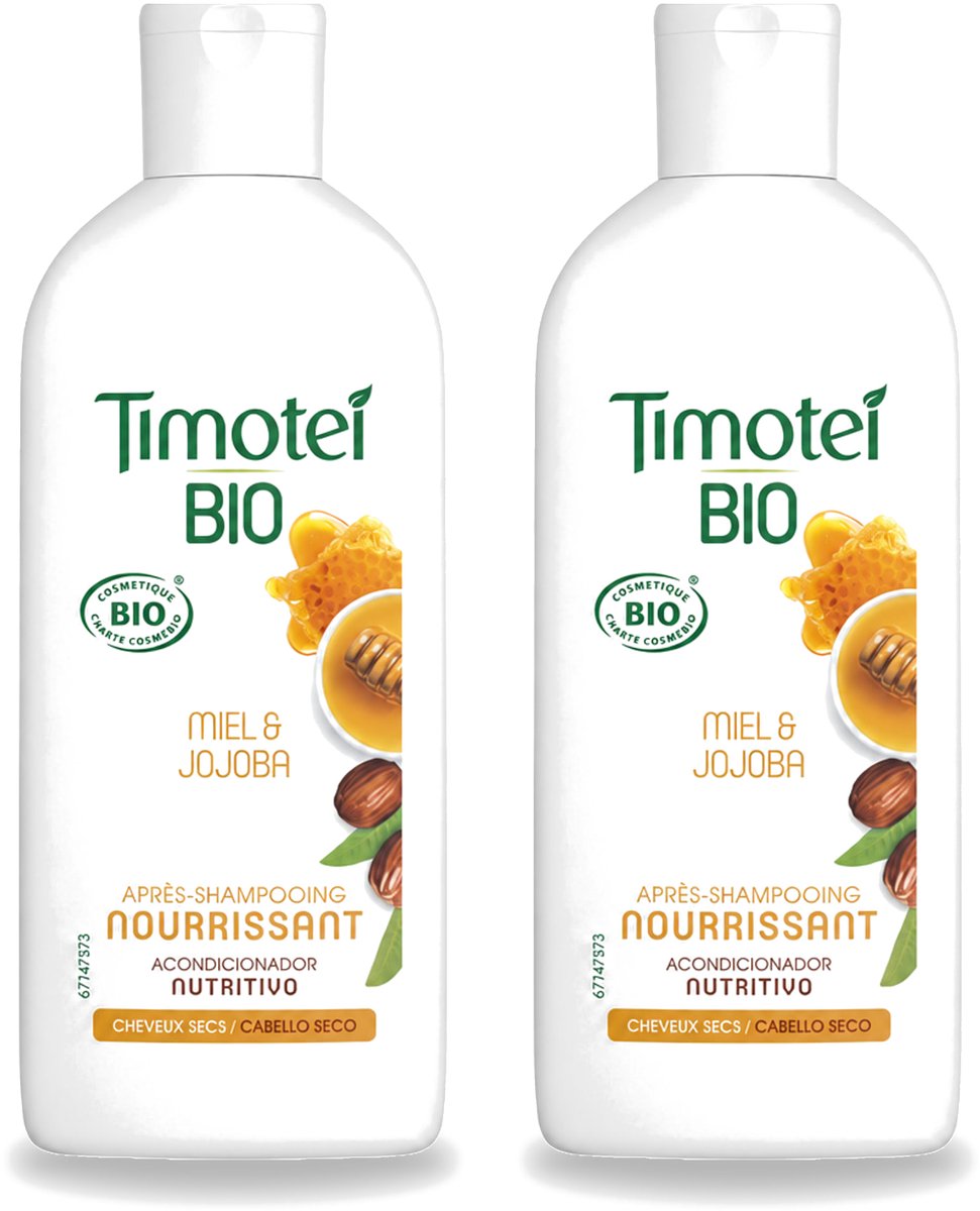 2 x Timotei - Crèmespoeling - Honing & Jojoba - Biologisch - Droog Haar & Droge Hoofdhuid - 250 ml - Voordeelverpakking - 2 stuks