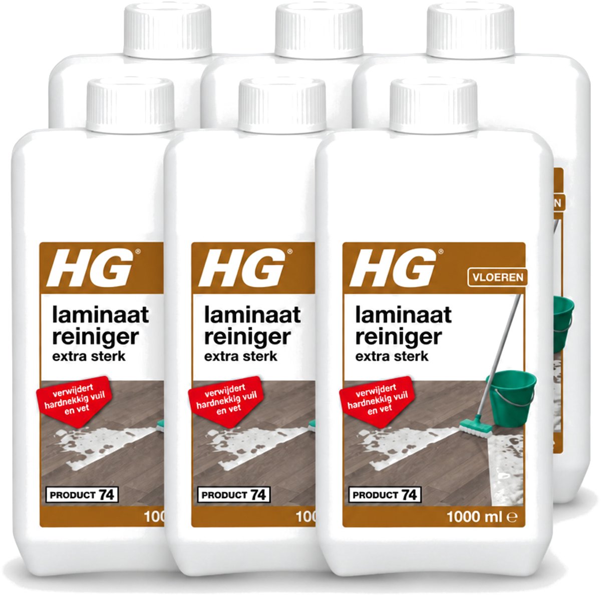 6 x HG - Laminaat, Vinyl & PVC Reiniger - Extra Sterk - Verwijdert Hardnekkig Vuil & Vet - 1L - Voordeelverpakking - 6 stuks