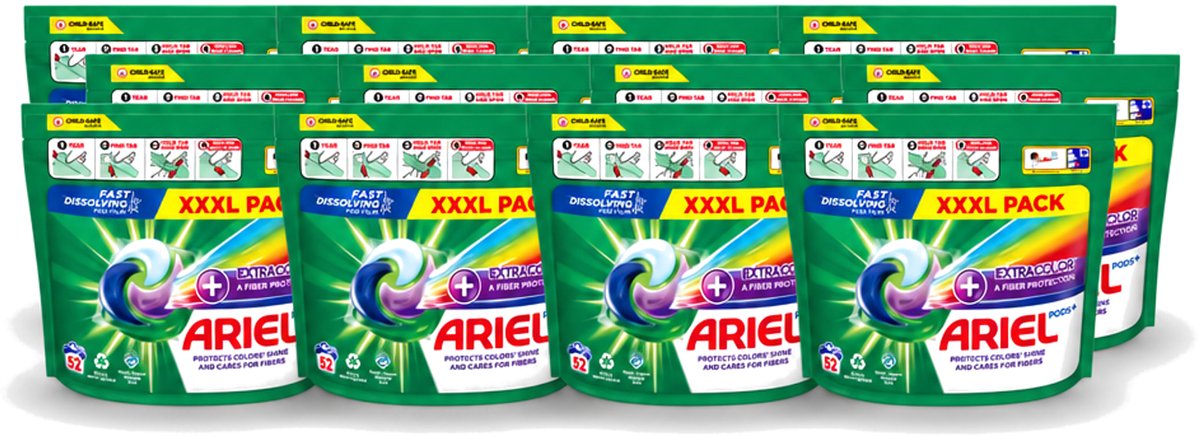 12 x Ariel – Waspods – Fiber Protection – 52 wasbeurten - Voordeelverpakking - 12 stuks