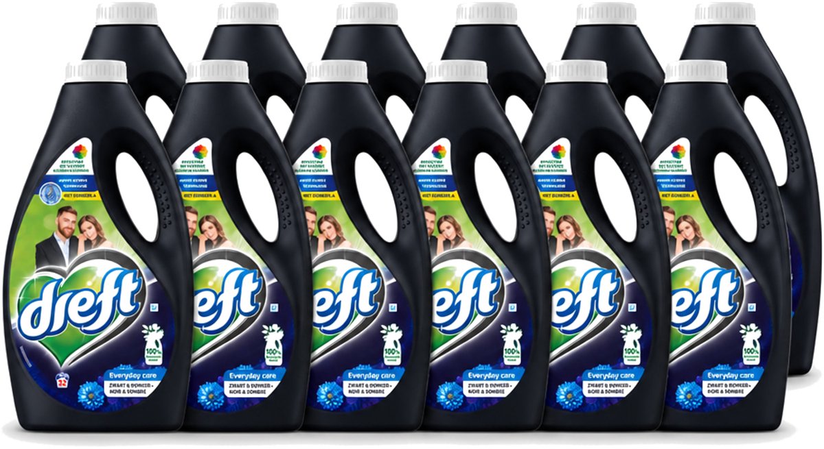 12 x Dreft – Vloeibaar Wasmiddel – Zwart & Donker – 32 Wasbeurten - Voordeelverpakking - 12 stuks