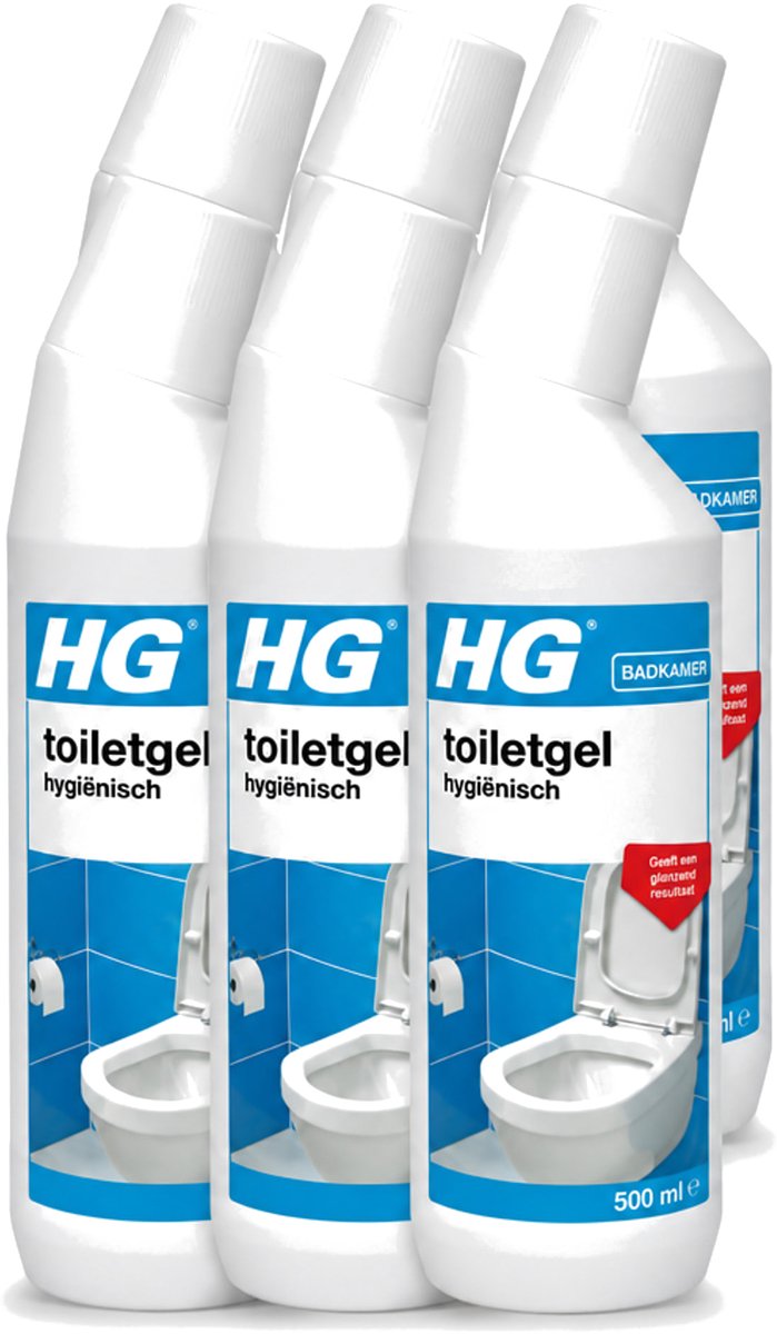6 x HG - Badkamer - Toiletgel Hygiënisch - Geeft Een Glanzend Resultaat - 500 ml - Voordeelverpakking - 6 stuks