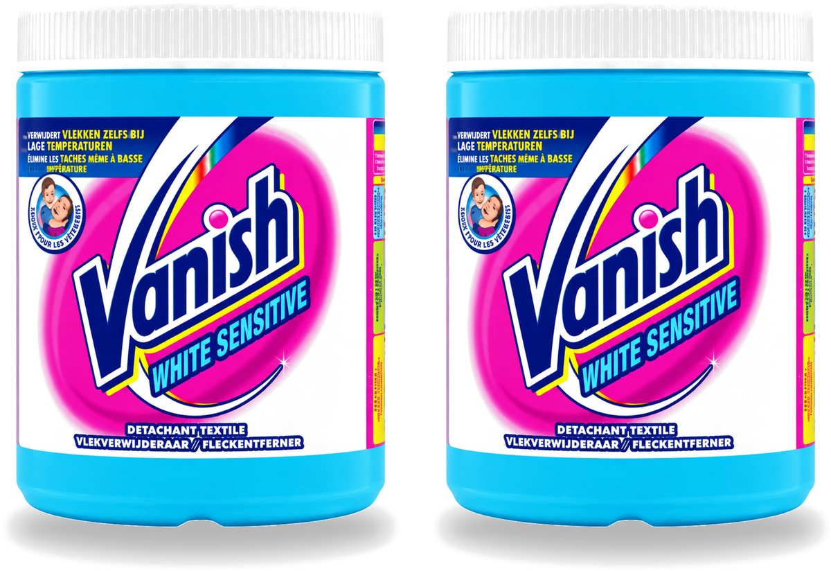 2 x Vanish White Sensitive - Vlekkenverwijderaar Poeder - Witte Was - 1125 Gram - Voordeelverpakking - 2 stuks