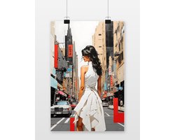 Vrouw in Tokio Poster - Abstracte Kunst - Tokio - Japan - posters - formaat 50x70cm - Aesthetic - Wanddecoratie - Moderne Kunst - Aesthetic room decor - S1566MT