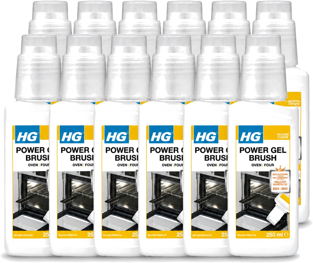 12 x HG - Power Gel Brush Oven - Zeer Hechtende Formule - Inclusief Borsteltje - 250 ml - Voordeelverpakking - 12 stuks