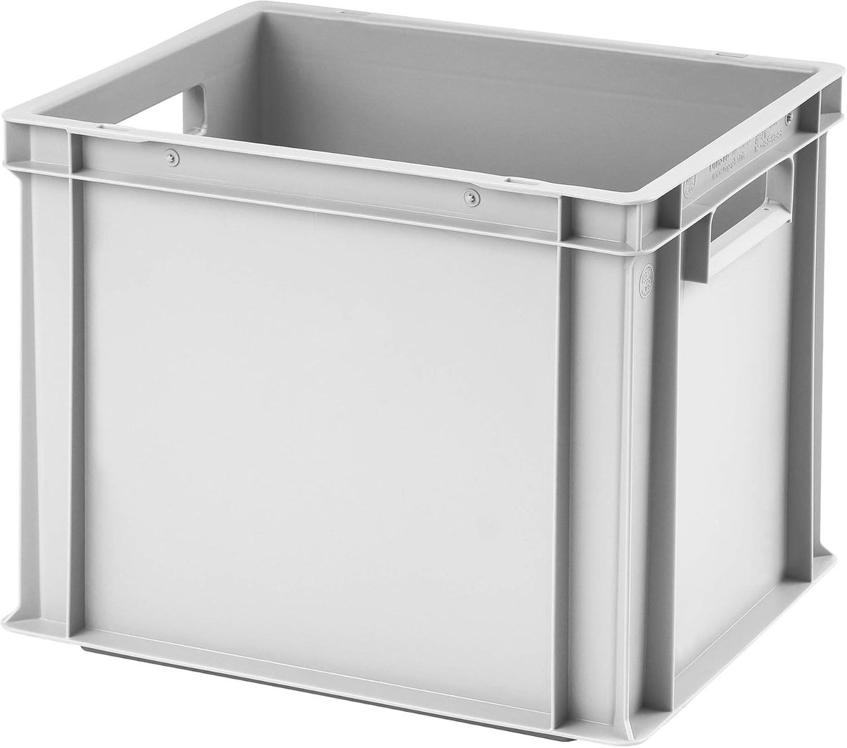 EB-432, 400x300x320 mm (LxBxH), versterkte ribbodem, grijs lijkend RAL7001, van polypropyleen, geschikt voor levensmiddelen, 2 handgrepen, ca. 29 liter Vol.